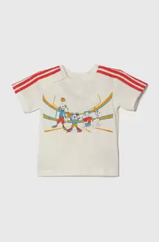 adidas tricou de bumbac pentru copii x Disney culoarea bej, cu imprimeu imagine