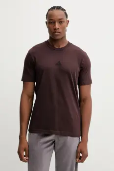 adidas tricou din bumbac 3S culoarea maro, cu imprimeu, JX0736 imagine