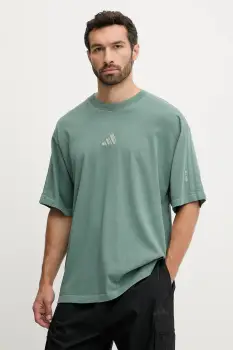 adidas tricou din bumbac All SZN culoarea verde, cu imprimeu, JN0610 imagine
