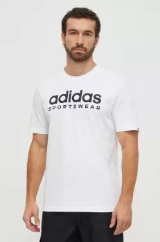 adidas tricou din bumbac barbati, culoarea alb, cu imprimeu imagine