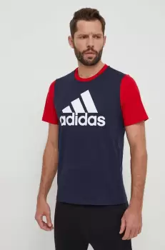 adidas tricou din bumbac barbati, culoarea albastru marin, cu imprimeu imagine