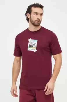 adidas tricou din bumbac barbati, culoarea bordo, cu imprimeu imagine