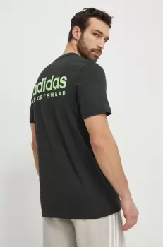 adidas tricou din bumbac barbati, culoarea gri, cu imprimeu imagine