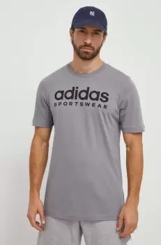 adidas tricou din bumbac barbati, culoarea gri, cu imprimeu imagine