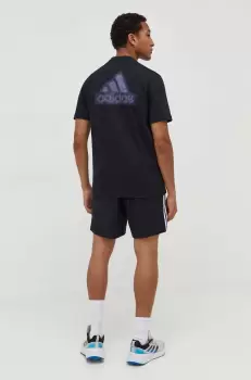 adidas tricou din bumbac barbati, culoarea negru, cu imprimeu imagine