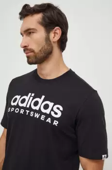 adidas tricou din bumbac barbati, culoarea negru, cu imprimeu imagine