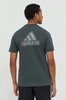 adidas tricou din bumbac barbati, culoarea verde, cu imprimeu imagine