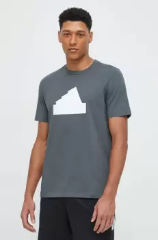 adidas tricou din bumbac barbati, culoarea verde, cu imprimeu imagine