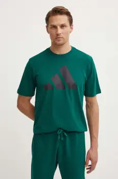adidas tricou din bumbac barbati, culoarea verde, cu imprimeu, IY8585 imagine