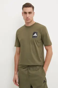 adidas tricou din bumbac Camo barbati, culoarea verde, cu imprimeu, JI6759 imagine