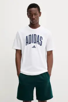 adidas tricou din bumbac Collegiate culoarea alb, cu imprimeu, JM6416 imagine