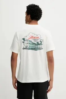 adidas tricou din bumbac Country Club Scenic Graphic Tee culoarea bej, cu imprimeu, JN2512 imagine