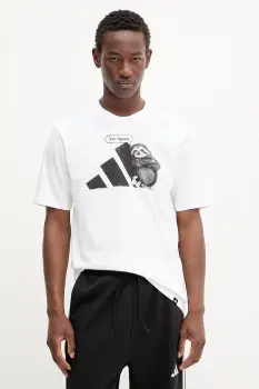 adidas tricou din bumbac culoarea alb, cu imprimeu, JL9256 imagine