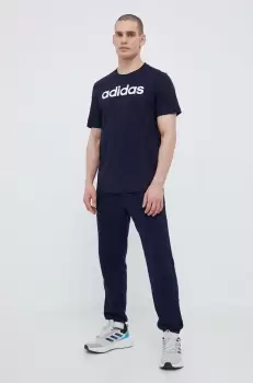 adidas tricou din bumbac culoarea albastru marin, cu imprimeu imagine