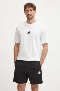 adidas tricou din bumbac Essential barbati, culoarea bej, uni, JF1092 imagine