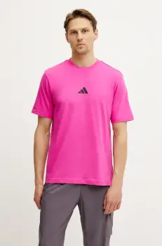 adidas tricou din bumbac Essential barbati, culoarea roz, cu imprimeu, JD1782 imagine
