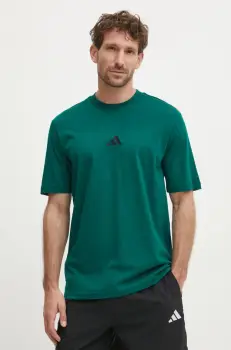 adidas tricou din bumbac Essential barbati, culoarea verde, neted, JF1096 imagine