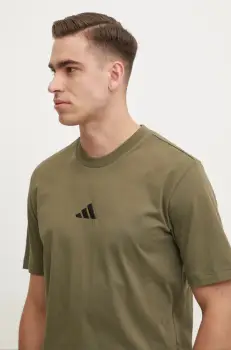 adidas tricou din bumbac Essential barbati, culoarea verde, neted, JF1097 imagine