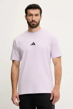 adidas tricou din bumbac Essential culoarea violet, cu imprimeu, JD1781 imagine