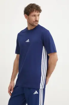 adidas tricou din bumbac Essentials barbati, culoarea bleumarin, cu imprimeu, JE6399 imagine