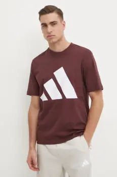 adidas tricou din bumbac Essentials barbati, culoarea bordo, cu imprimeu, JE8939 imagine