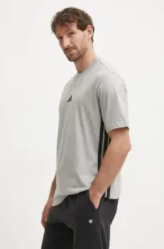 adidas tricou din bumbac Essentials barbati, culoarea gri, cu imprimeu, JE6396 imagine