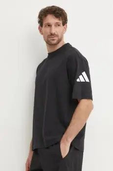 adidas tricou din bumbac Essentials barbati, culoarea negru, cu imprimeu, JF3615 imagine