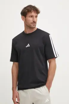 adidas tricou din bumbac Essentials barbati, culoarea negru, cu imprimeu, JW1949 imagine