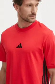 adidas tricou din bumbac Essentials barbati, culoarea rosu, cu imprimeu, JE6386 imagine