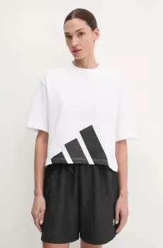 adidas tricou din bumbac Essentials femei, culoarea alb, JG8737 imagine