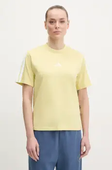 adidas tricou din bumbac Essentials femei, culoarea galben, JM2406 imagine