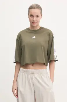 adidas tricou din bumbac Essentials femei, culoarea verde, JE1199 imagine
