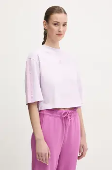 adidas tricou din bumbac Essentials femei, culoarea violet, JE1205 imagine