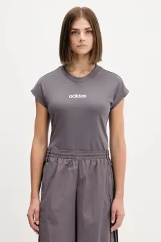 adidas tricou din bumbac Essentials Linear culoarea violet, JC8236 imagine