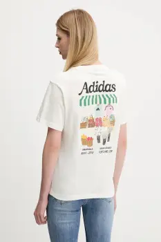 adidas tricou din bumbac FARMMKT culoarea bej, KB2485 imagine