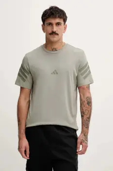 adidas tricou din bumbac Fi 3S culoarea verde, cu imprimeu, JW7073 imagine