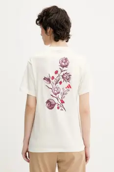 adidas tricou din bumbac Floral culoarea bej, KB2488 imagine