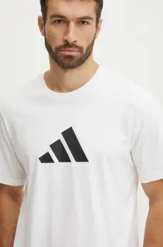 adidas tricou din bumbac Future Icons barbati, culoarea bej, cu imprimeu, JD4913 imagine