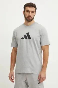 adidas tricou din bumbac Future Icons barbati, culoarea gri, cu imprimeu, JD4914 imagine