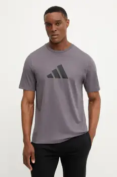 adidas tricou din bumbac Future Icons barbati, culoarea gri, cu imprimeu, JD4921 imagine