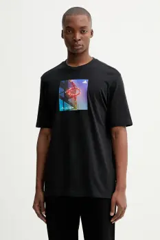 adidas tricou din bumbac HLDY Court culoarea negru, cu imprimeu, JN2501 imagine