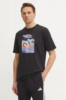 adidas tricou din bumbac M ALL DAY I TEE barbati, culoarea negru, cu imprimeu, JI9417 imagine