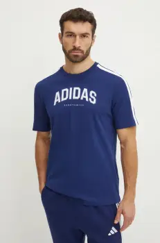 adidas tricou din bumbac M C COLLE Collegiate barbati, culoarea albastru marin, cu imprimeu, JM0382 imagine