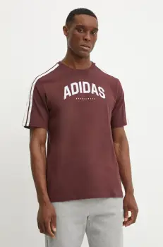 adidas tricou din bumbac M C COLLE Collegiate barbati, culoarea bordo, cu imprimeu, JM0380 imagine
