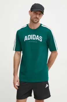 adidas tricou din bumbac M C COLLE Collegiate barbati, culoarea verde, cu imprimeu, JJ3869 imagine