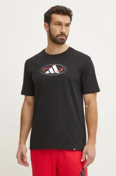 adidas tricou din bumbac M C HOT CB T barbati, culoarea negru, cu imprimeu, JI6783 imagine