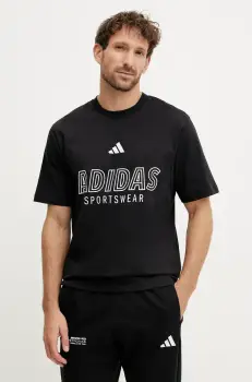 adidas tricou din bumbac M C HOT SPW T barbati, culoarea negru, cu imprimeu, JN7851 imagine