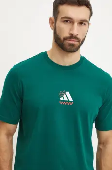 adidas tricou din bumbac M L PIZZA TEE barbati, culoarea verde, cu imprimeu, JJ4017 imagine
