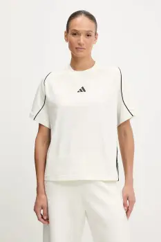 adidas tricou din bumbac Stadium culoarea bej, JW0450 imagine