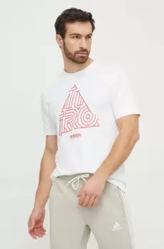 adidas tricou din bumbac TIRO barbati, culoarea alb, cu imprimeu imagine